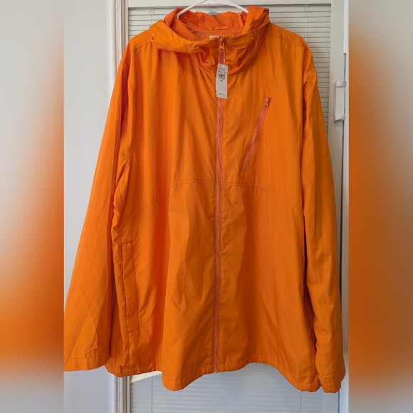 GAP Other - Gap Men's XXL Raincoat Jacket Orange Zip Up Hooded New with Tags Water Resistant